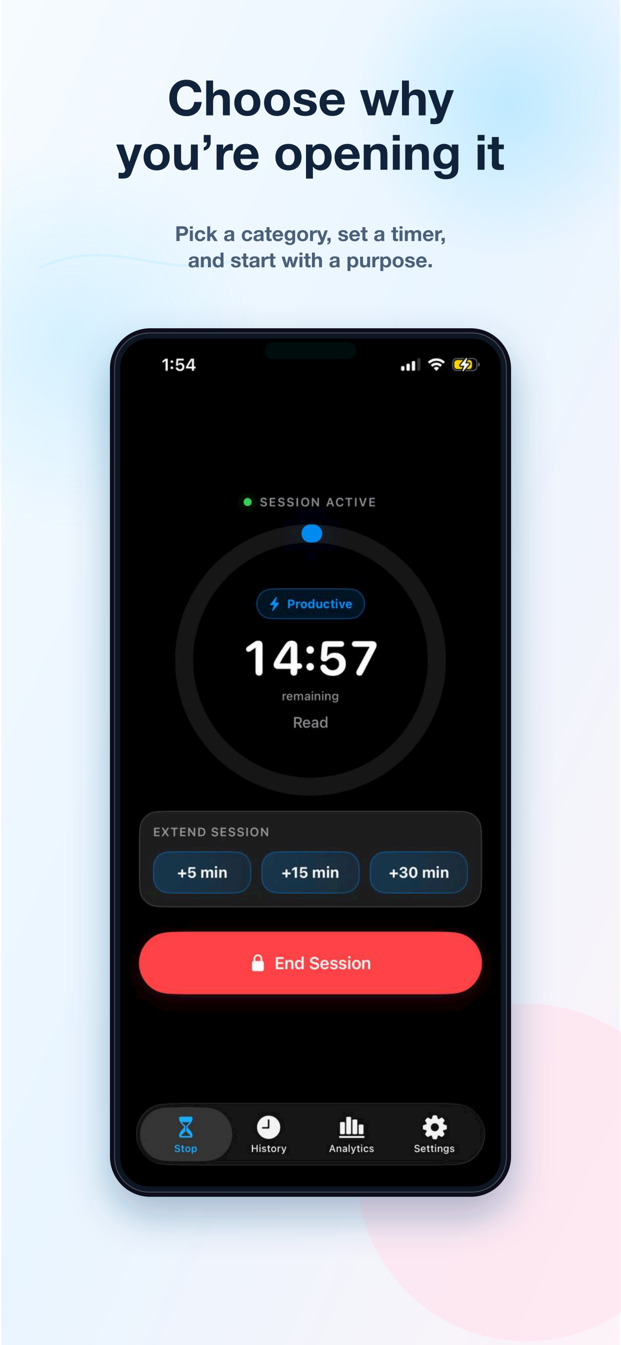 Timo App Store screenshot showing an active focused session